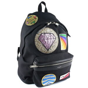 Saint Laurent Paris SAC HUNT BACKPACK black canvas zipper patch